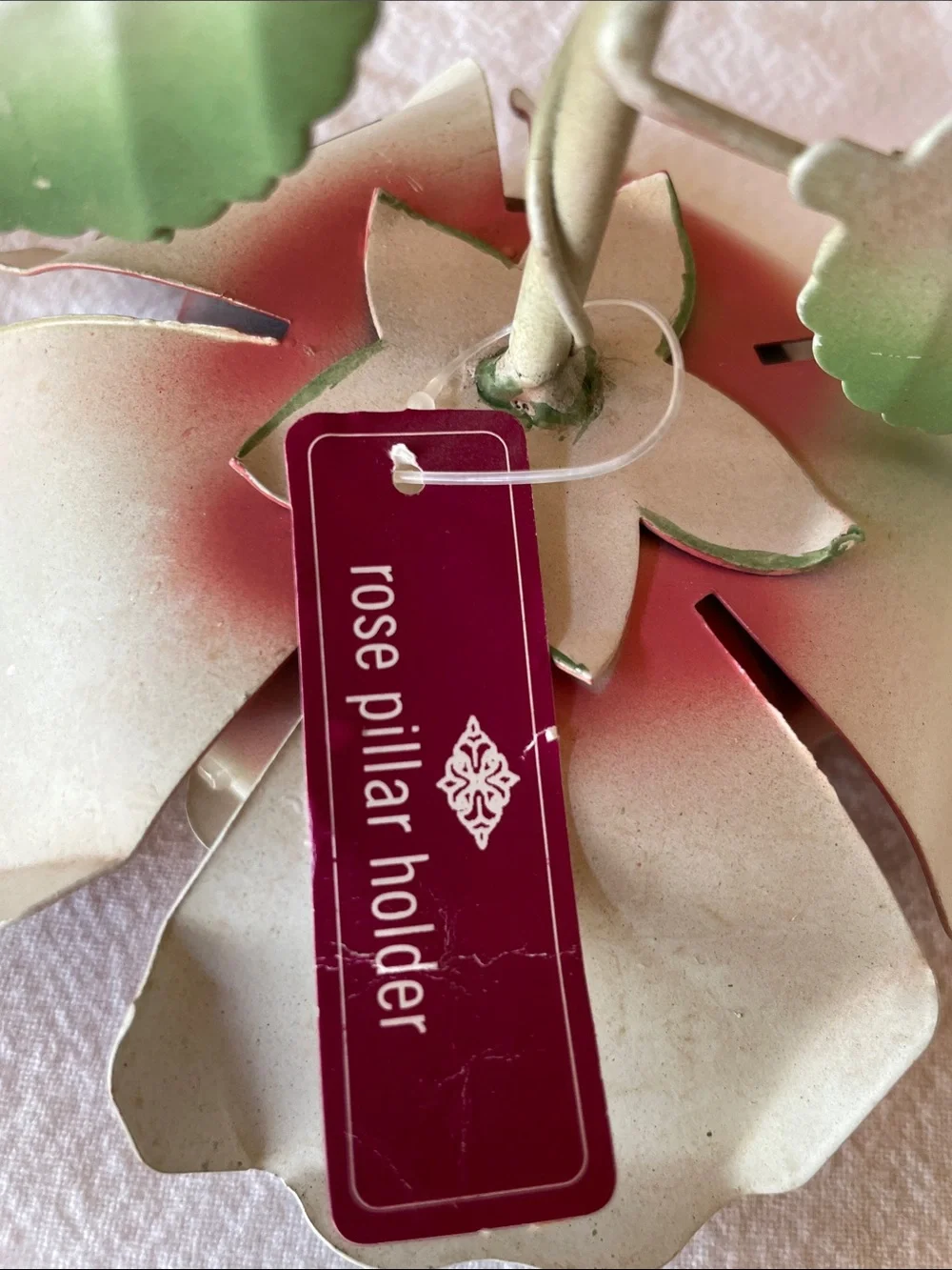 Vintage Target Pink Rose Metal Candle Holder NWT